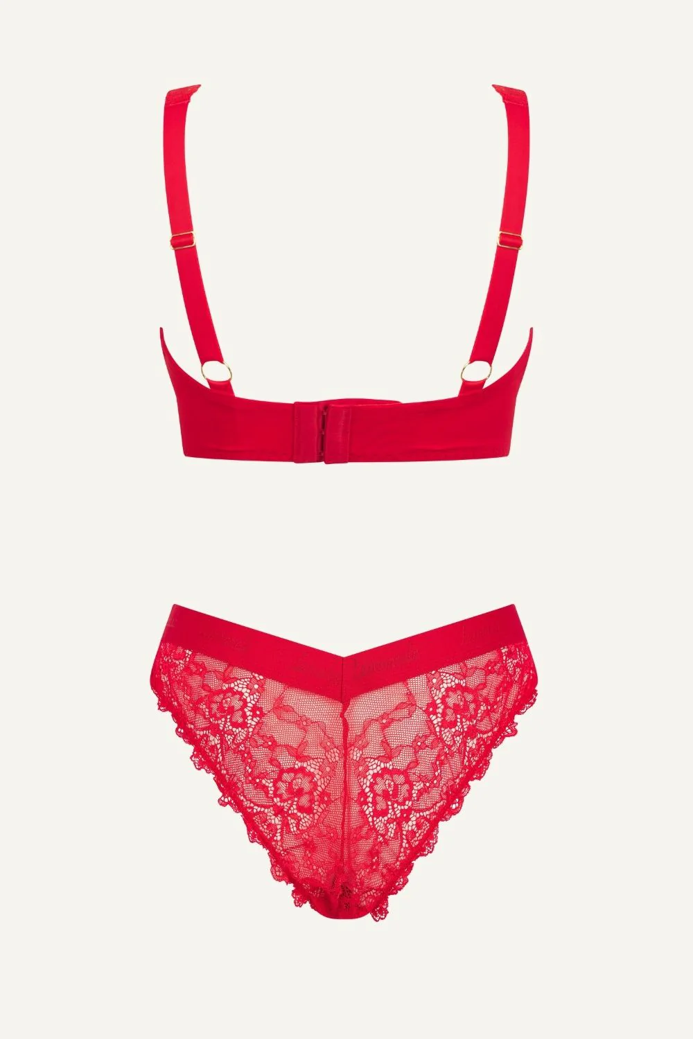 All Wonder, All You Push Up Bra & V Brazilian Set - Red - Image 8