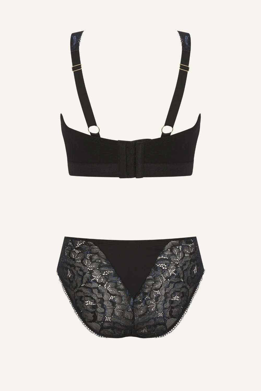 Iridescent Lace Fuller Cup & Brief Set - Black - Image 8