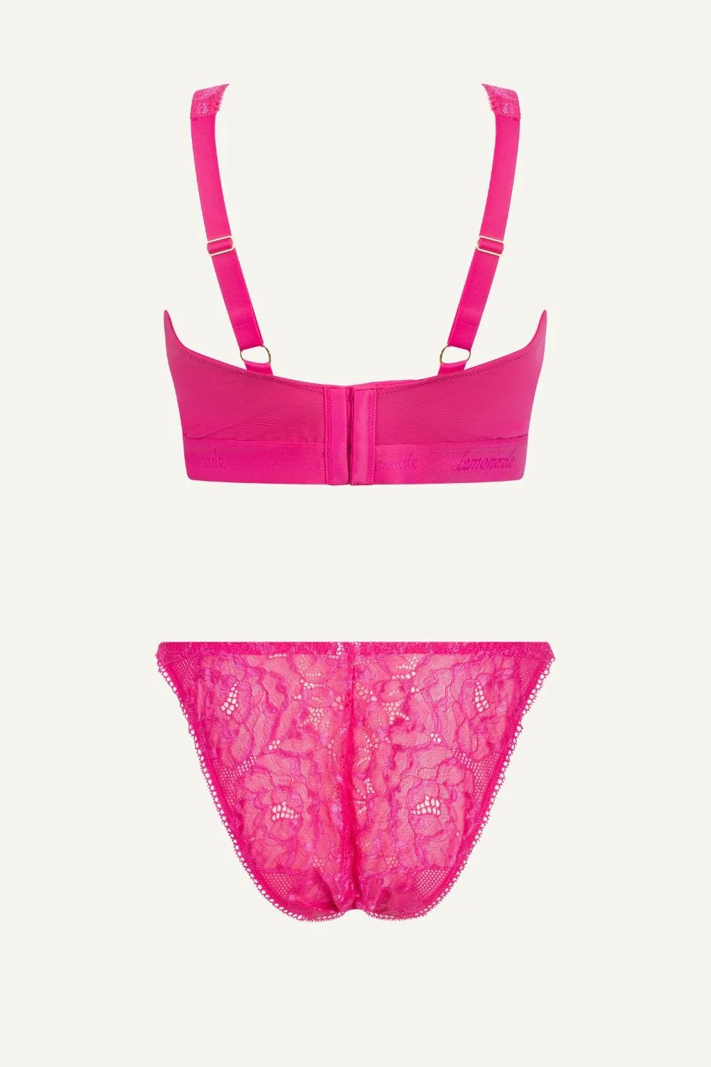 Iridescent Lace Fuller Cup & Tanga Set - Pink - Image 8