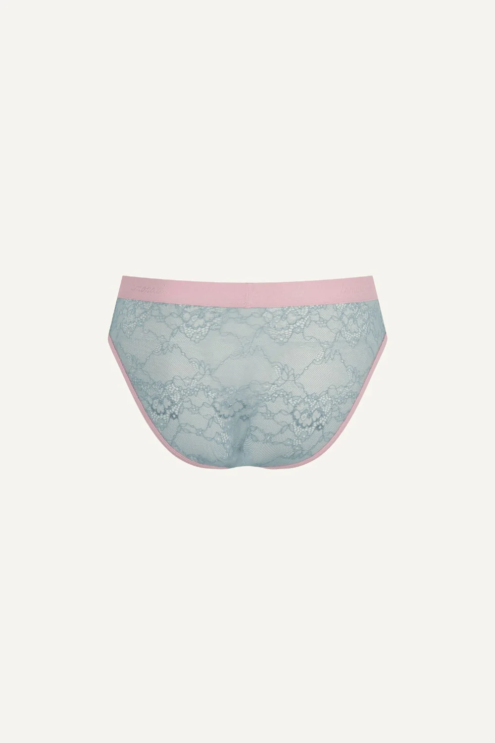 Signature Lace Brief - Denim Blue and Pink - Image 6