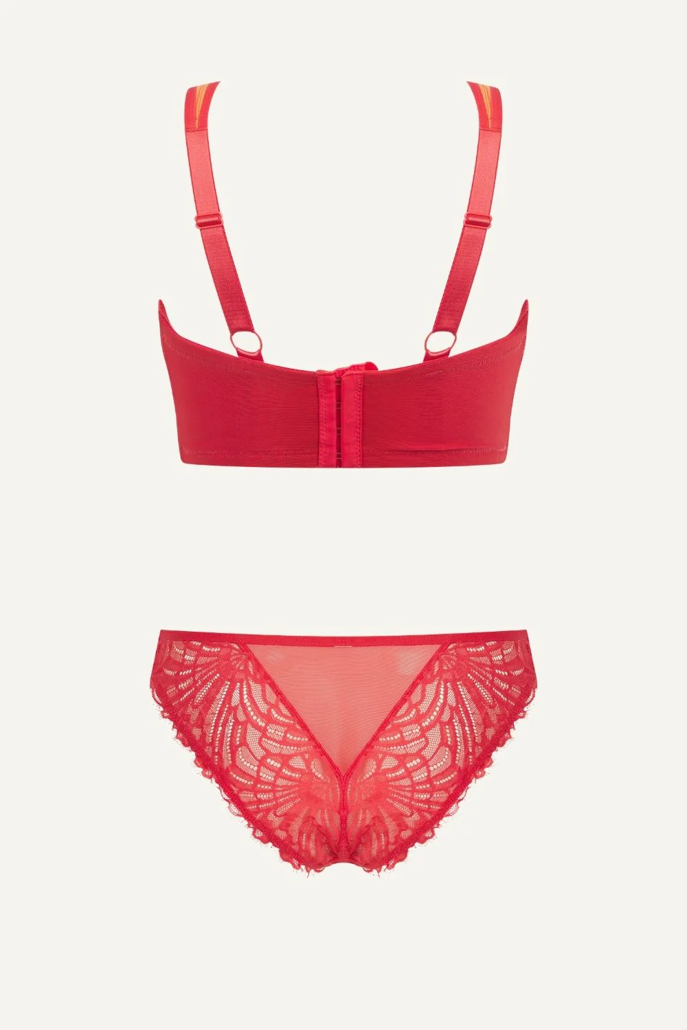 Multi-Layer Mesh Bra & High Waisted Brief Set - Orange Duo - Image 14
