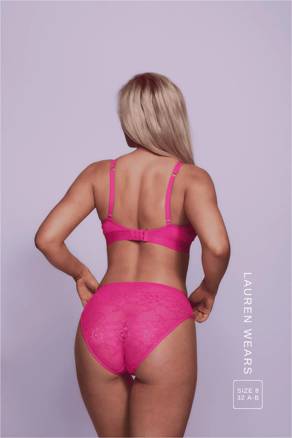 Signature Lace Bralette & High Waisted Brief Set - Neon Pink - Image 5