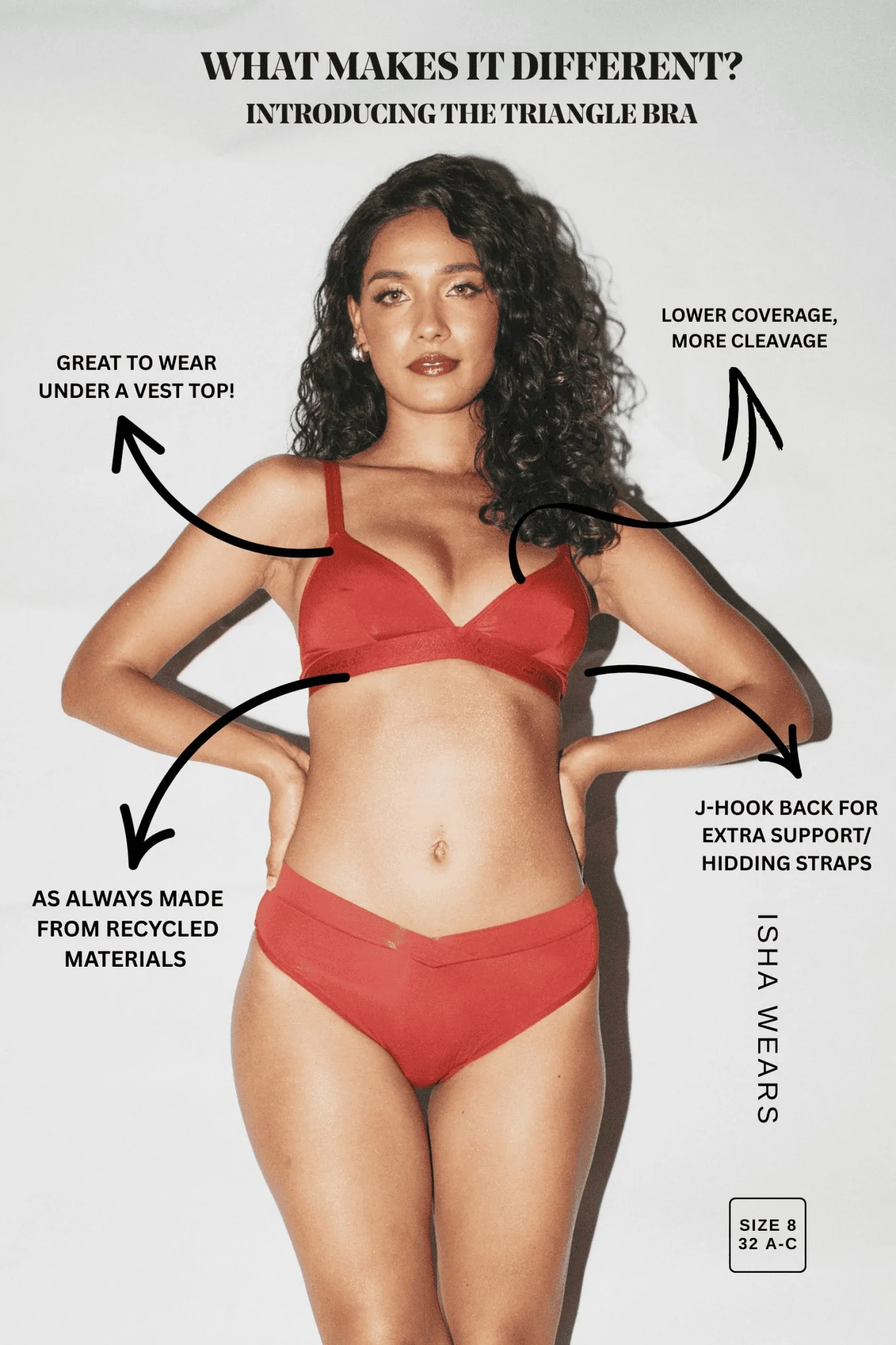Second Skin Triangle Bralette -  Deep Red - Image 3