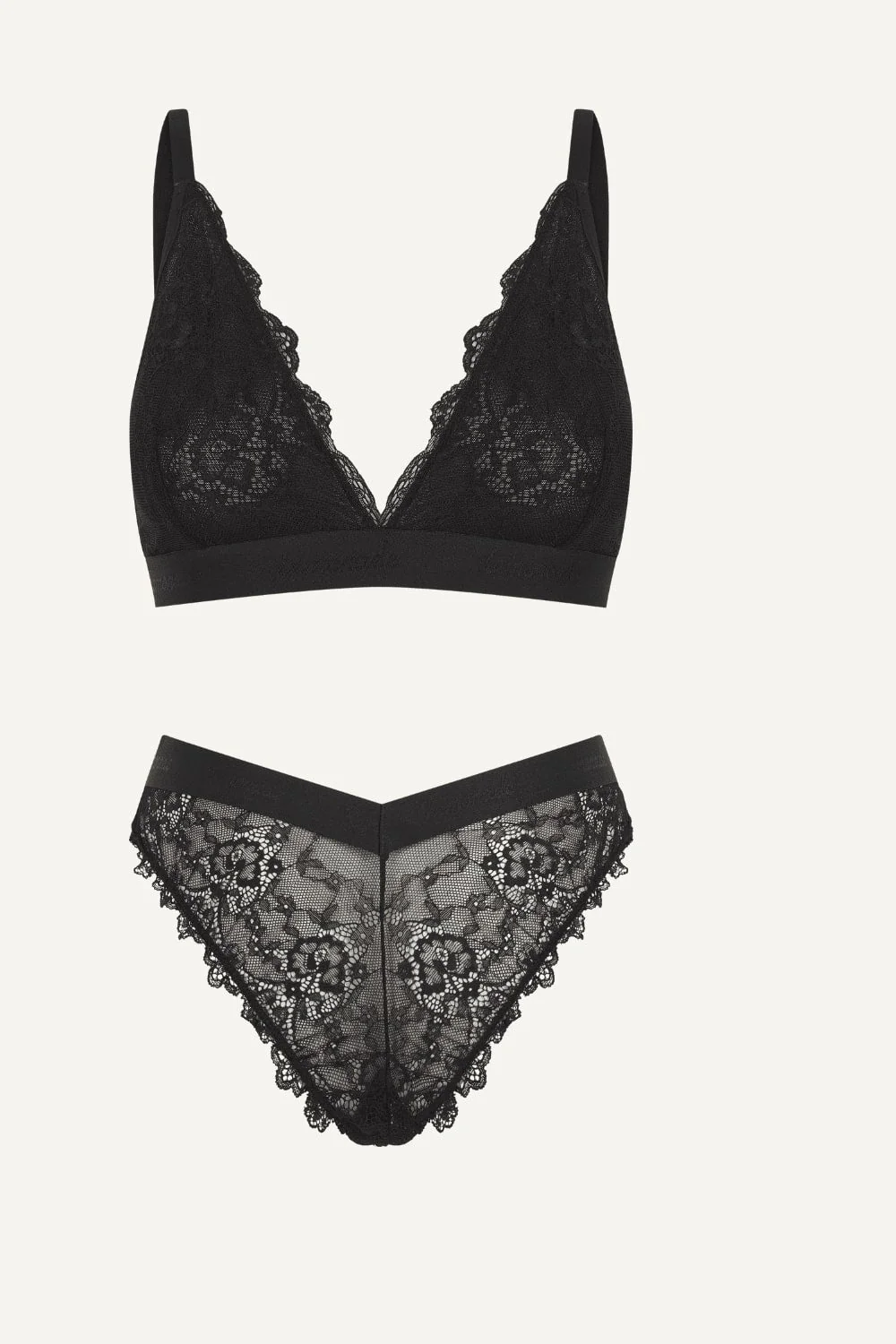 Signature Lace Bralette & Brief Set - Black - Image 2