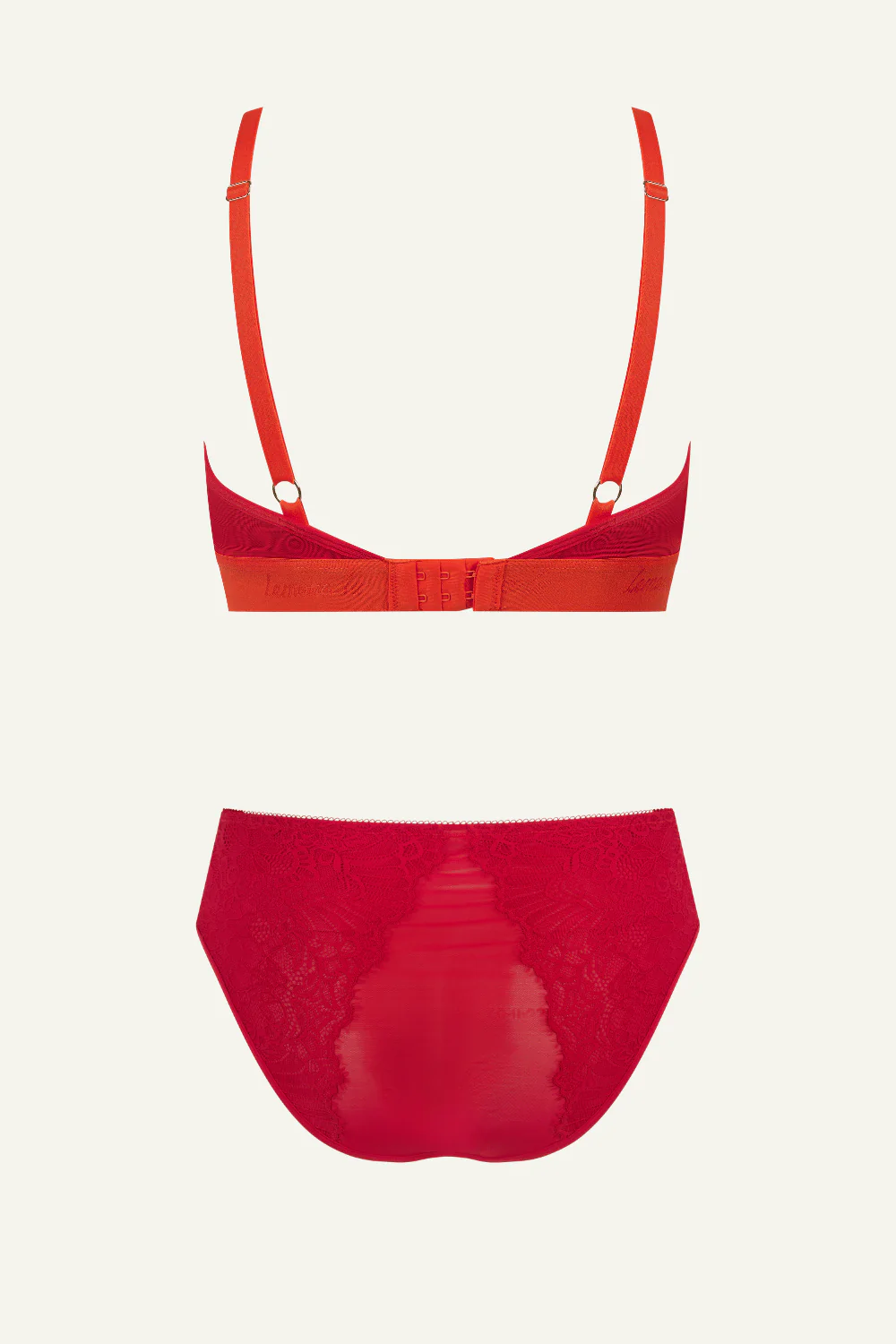 Synergy Lace Bralette & High Waisted Brief Set - Goji Berry & Orange - Image 5