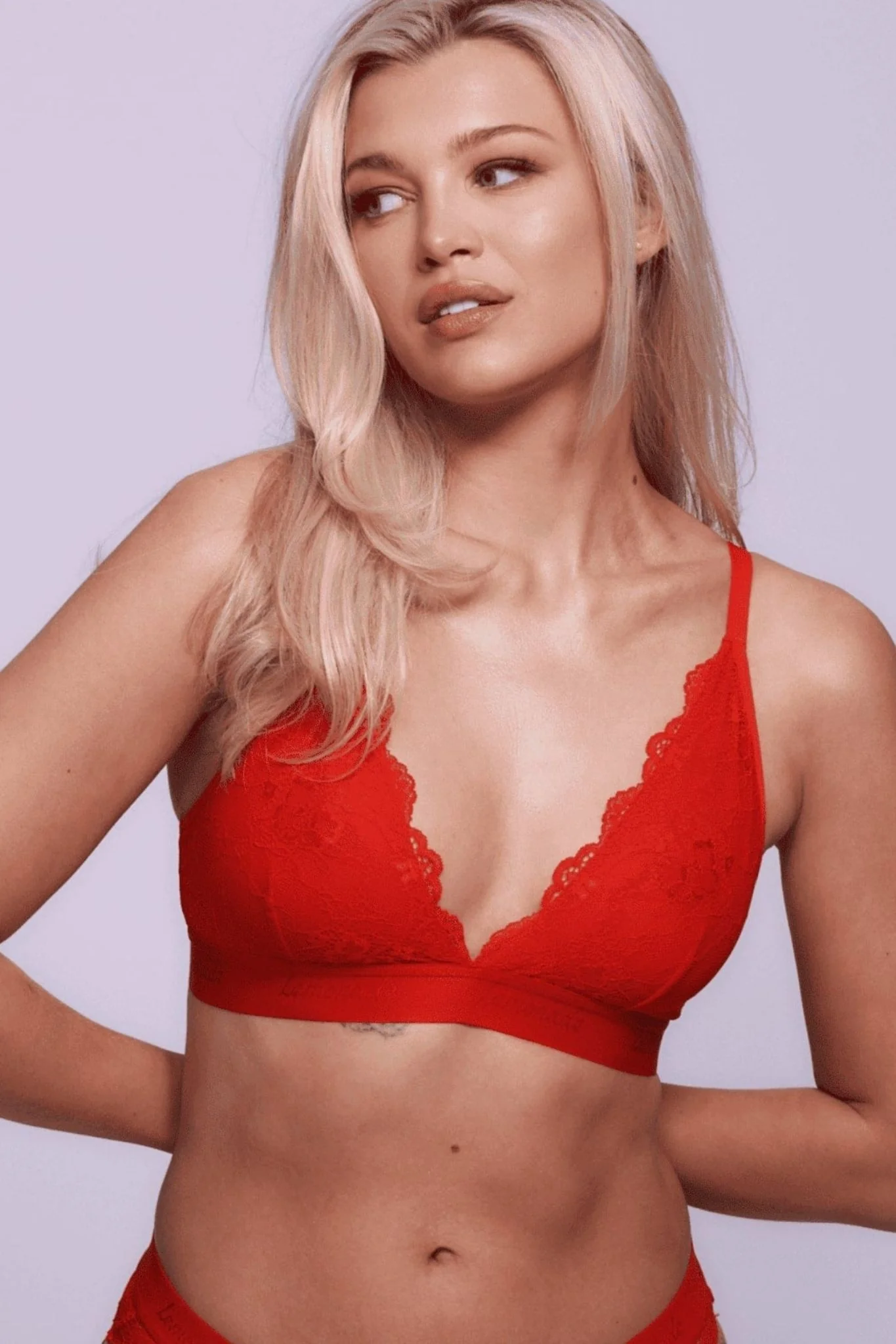 Signature Lace Bralette & Short Set - Red