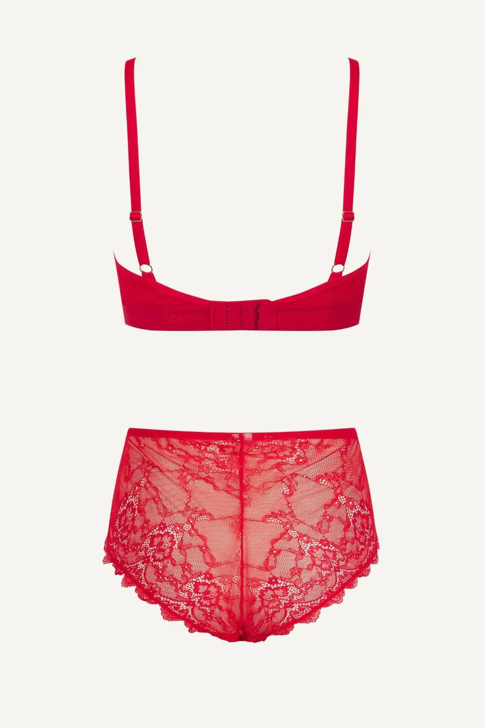 Signature Lace Bralette & Short Set - Red - Image 5