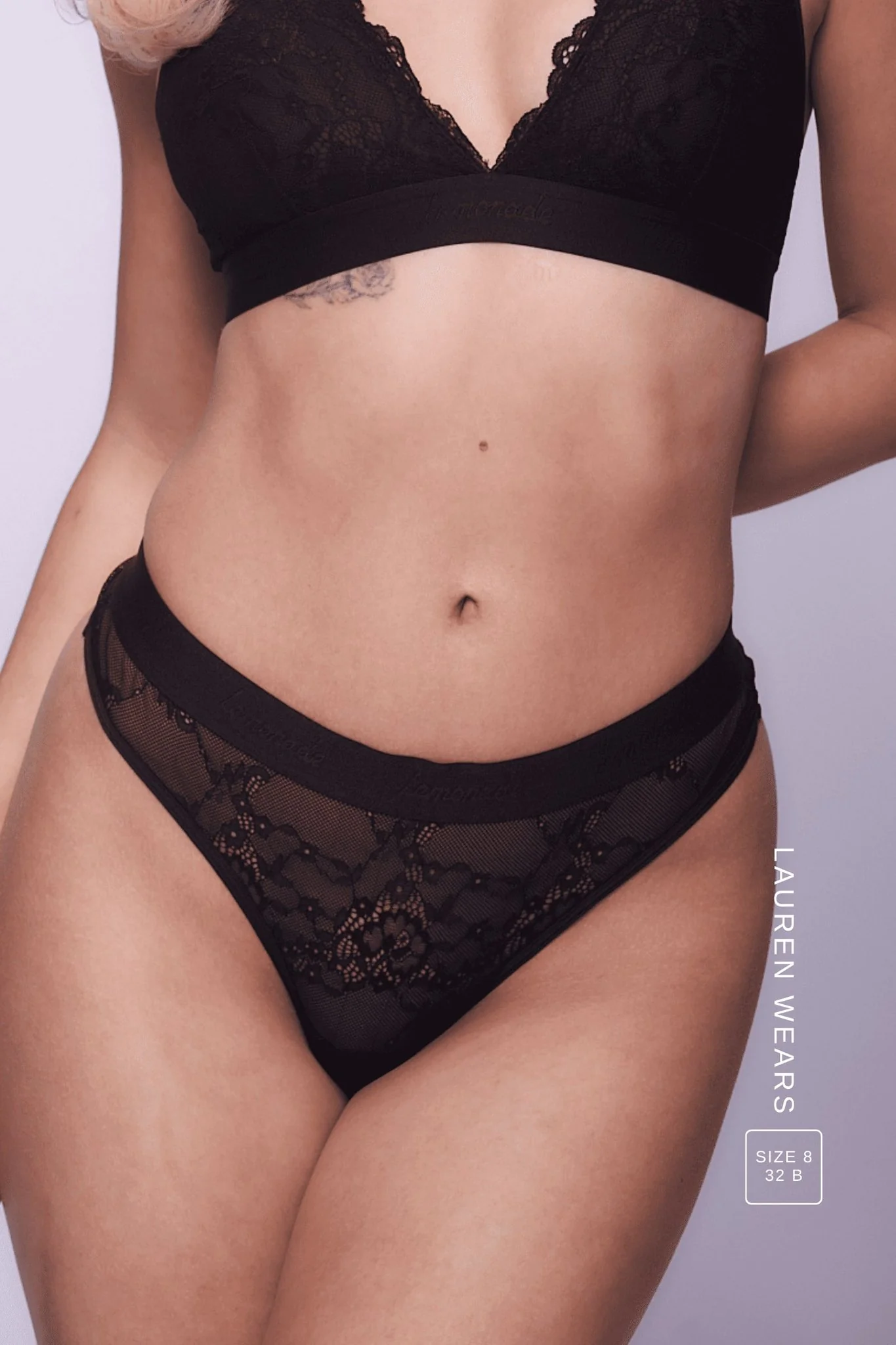 Signature Lace Bralette & Thong Set - Black - Image 4
