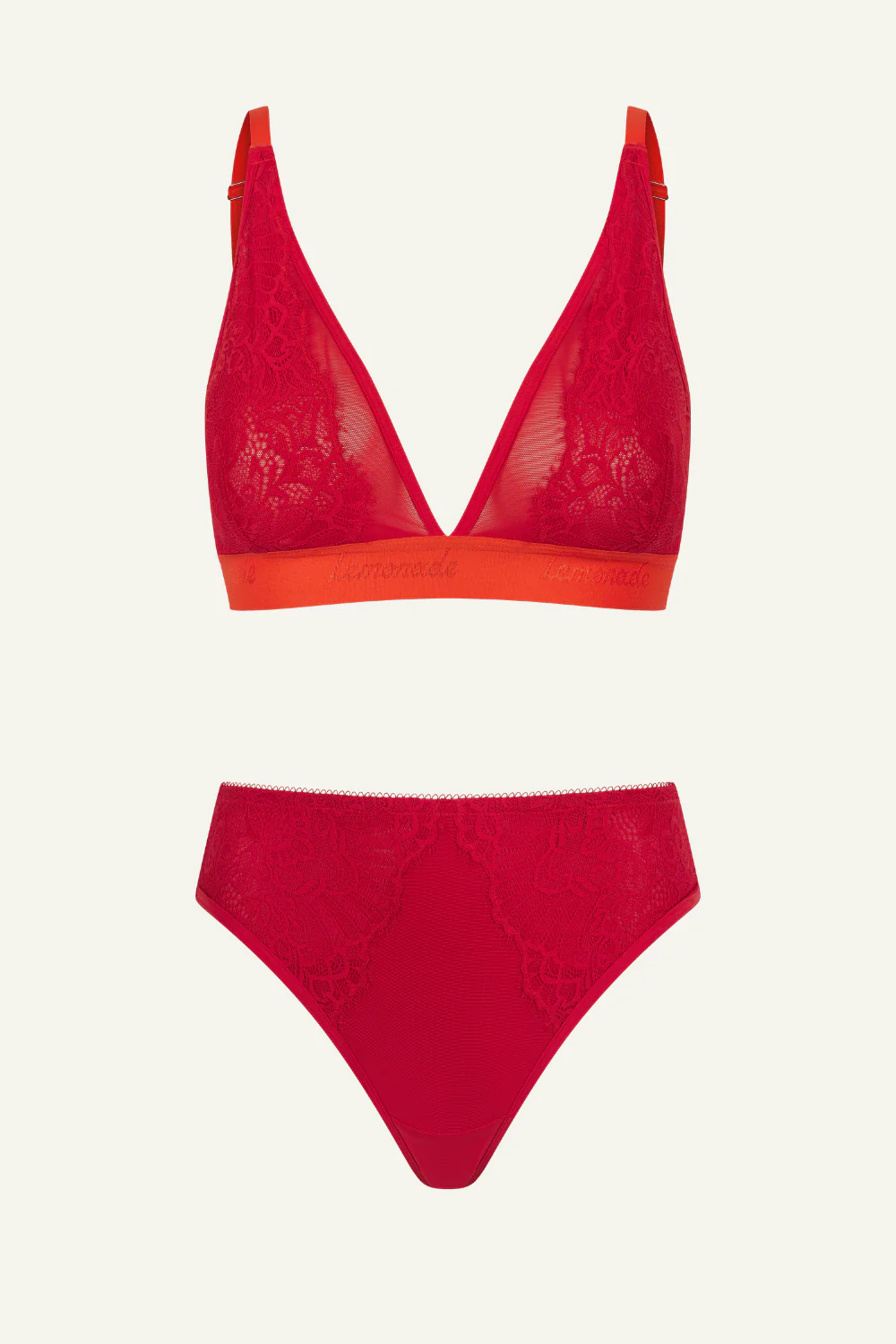 Synergy Lace Bralette & Thong Set - Goji Berry & Orange - Image 2