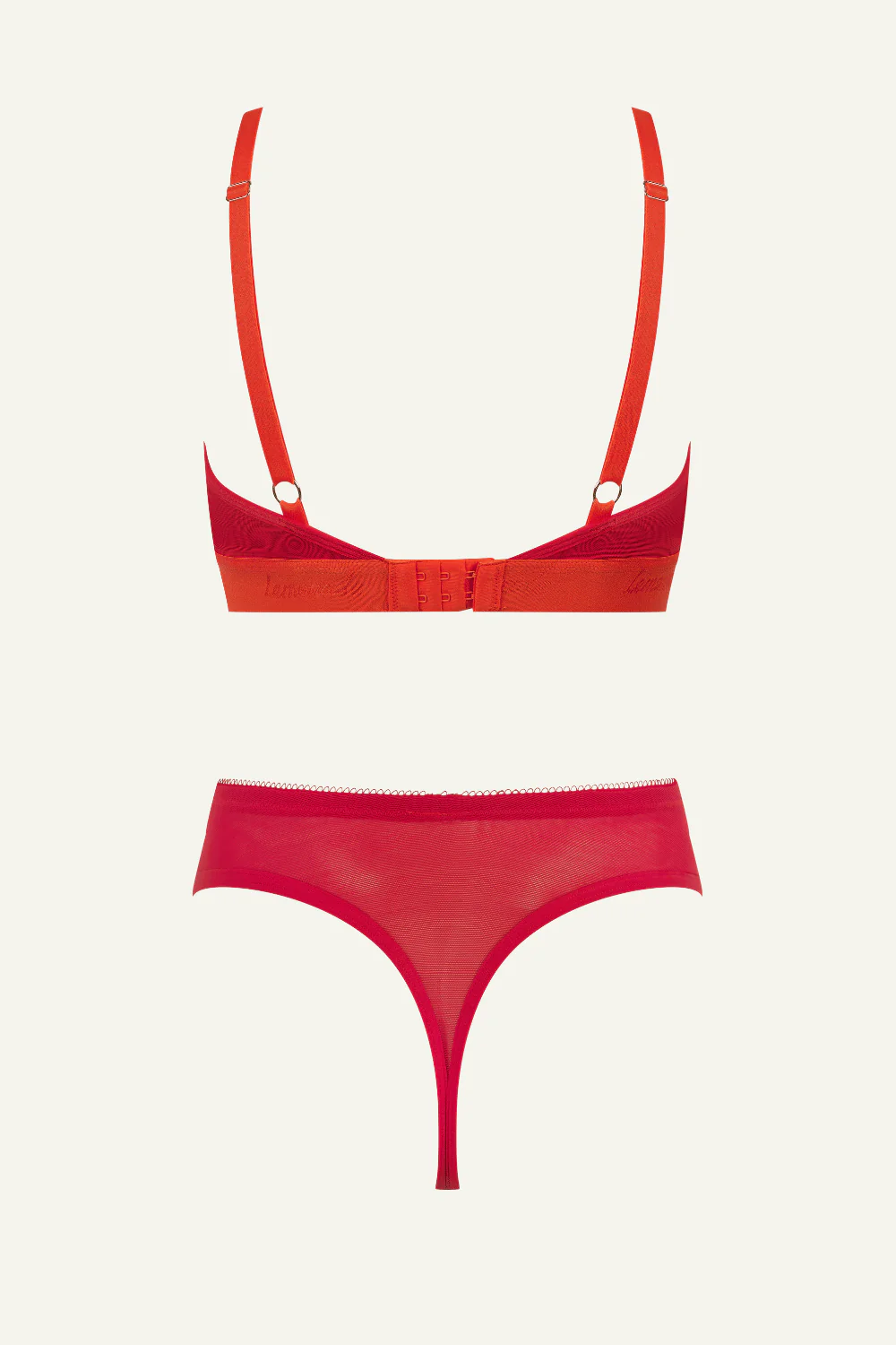 Synergy Lace Bralette & Thong Set - Goji Berry & Orange - Image 4