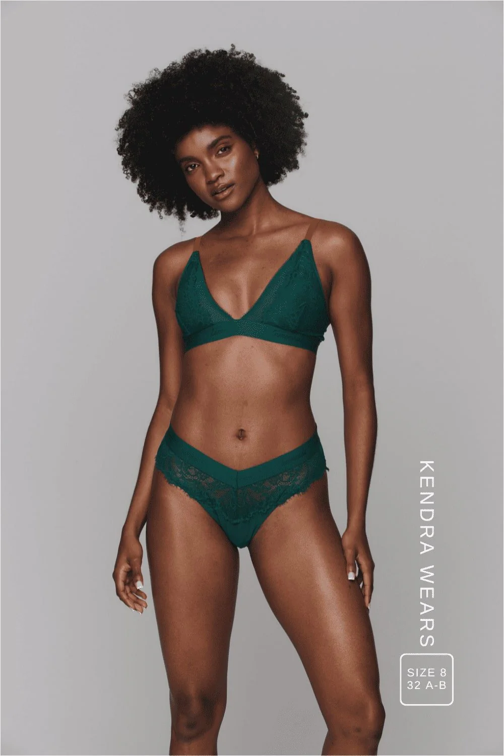 Synergy Lace Bralette & V Brazilian Set - Forest Green - Image 3