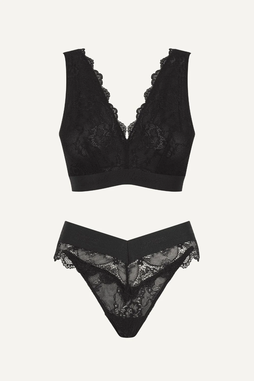 Signature Lace Fuller Cup & V Brazilian Set - Black - Image 2