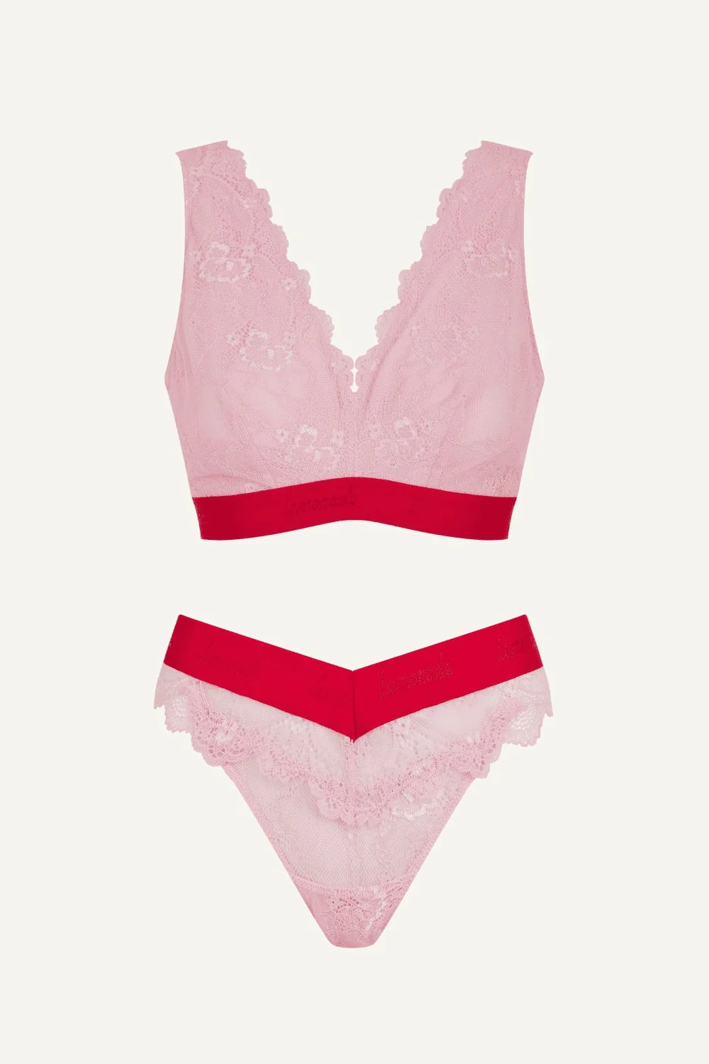Signature Lace Fuller Cup & V Brazilian Set - Light Pink - Image 2