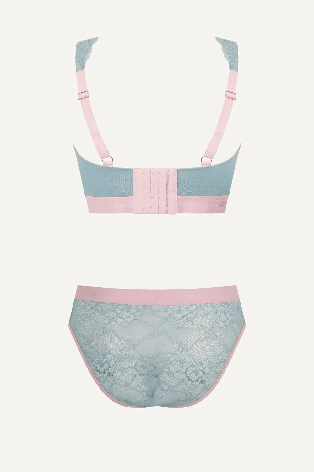 Signature Lace Fuller Cup & Brief Set - Denim Blue and Pink - Image 6