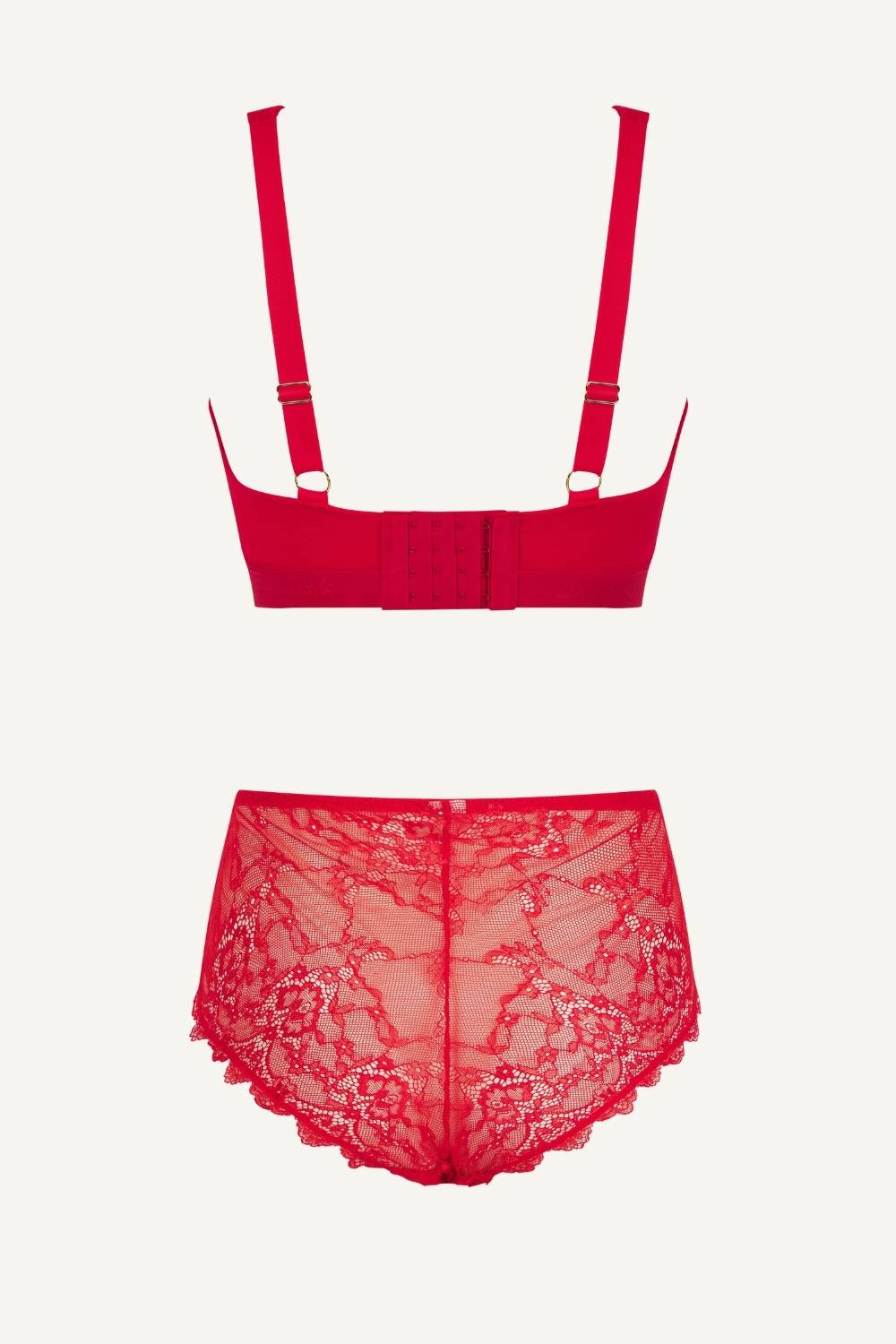 Signature Lace Fuller Cup Bralette & Short Set - Red - Image 5