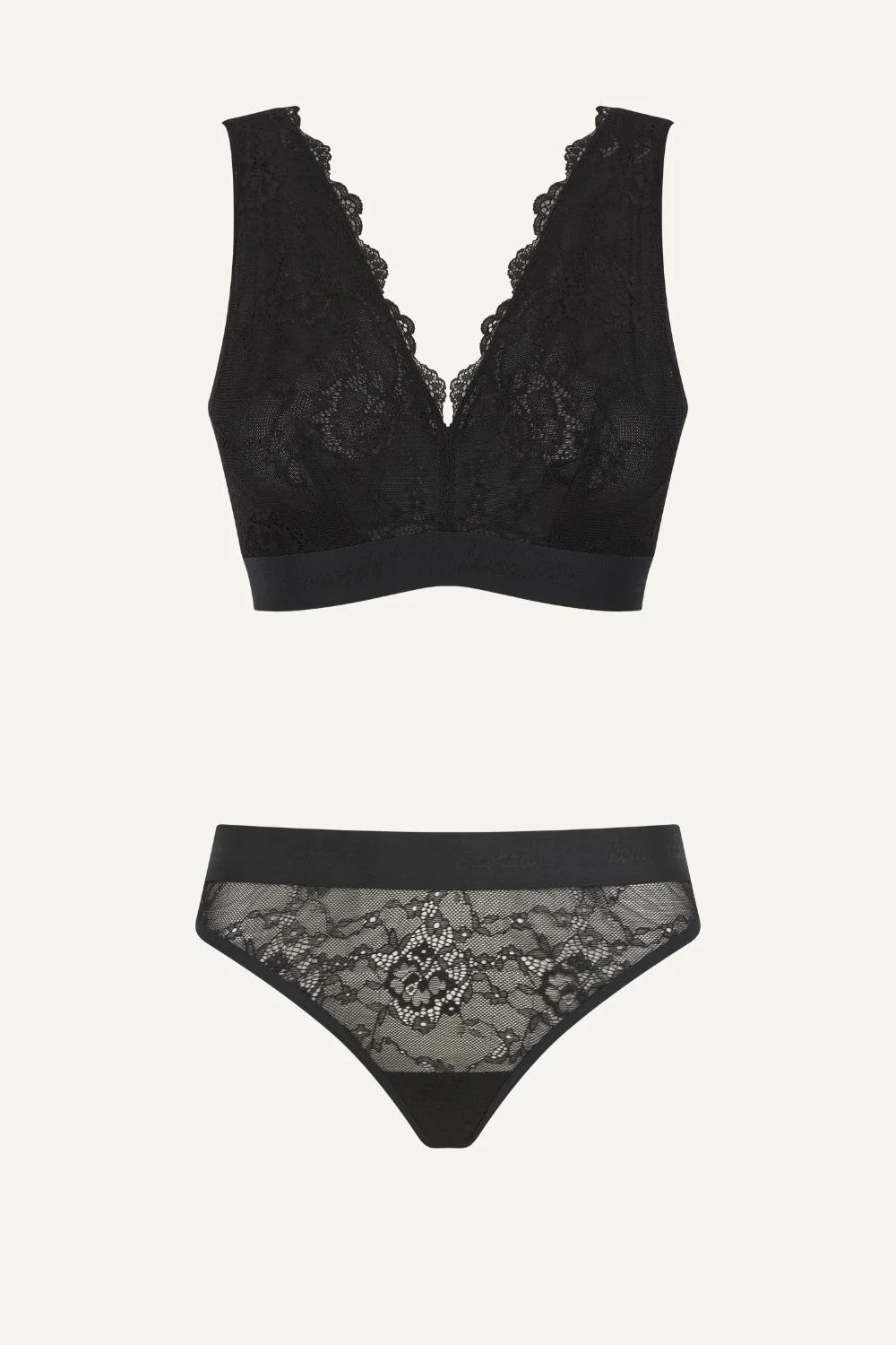 Signature Lace Fuller Cup & Thong Set - Black - Image 2