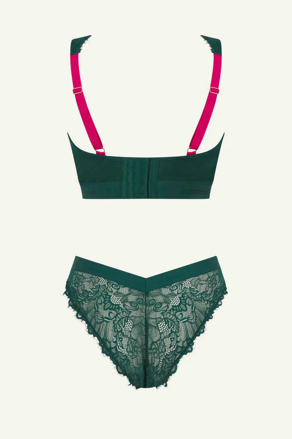 Synergy Lace Fuller Cup & V Brazilian Set - Forest Green - Image 5