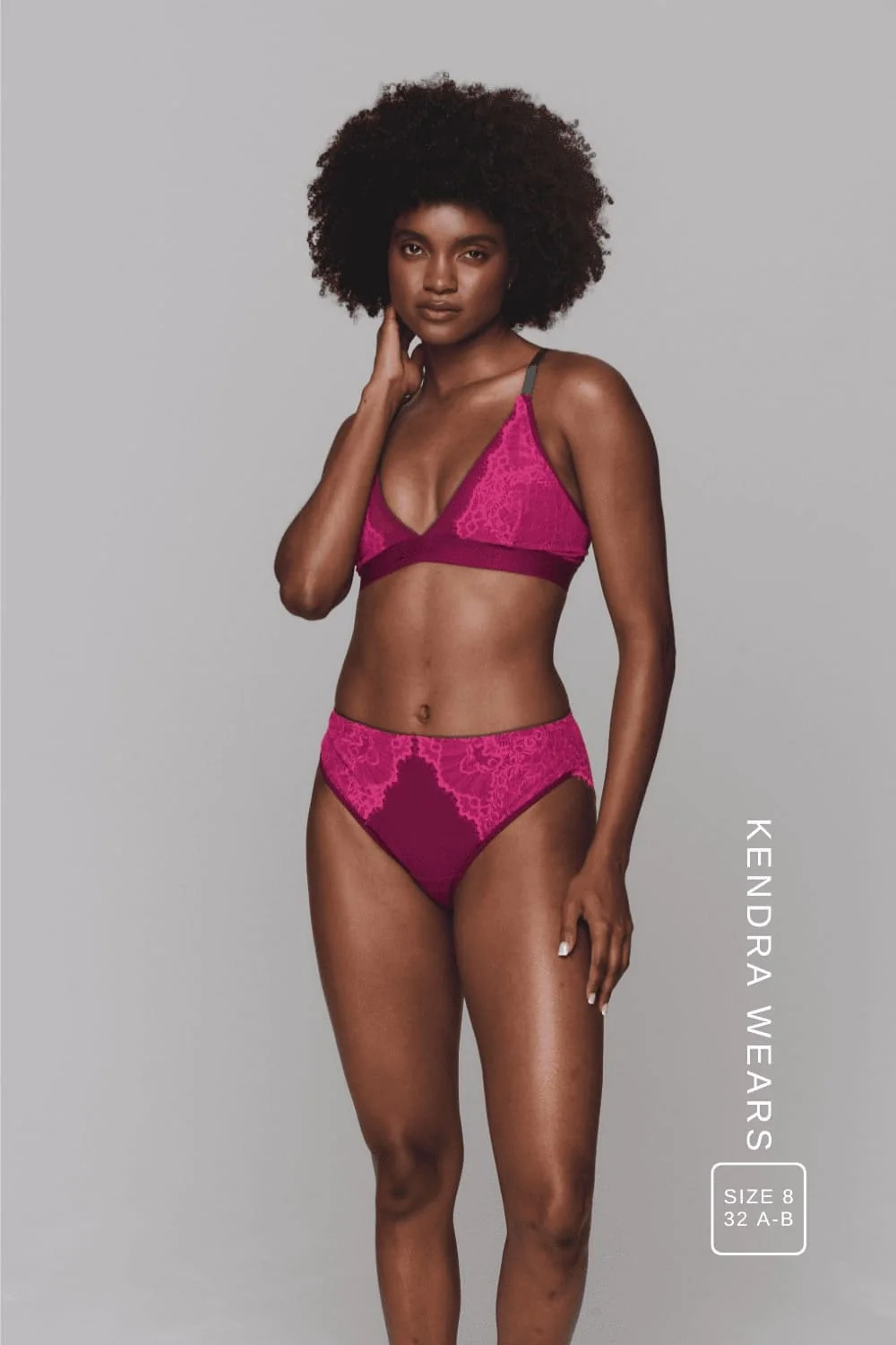 Synergy Lace Bralette & Brief Set - Wine - Image 3