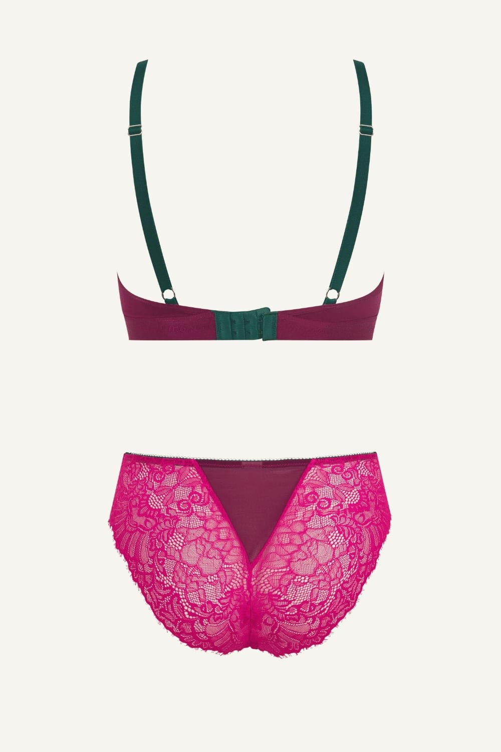 Synergy Lace Bralette & Brief Set - Wine - Image 7