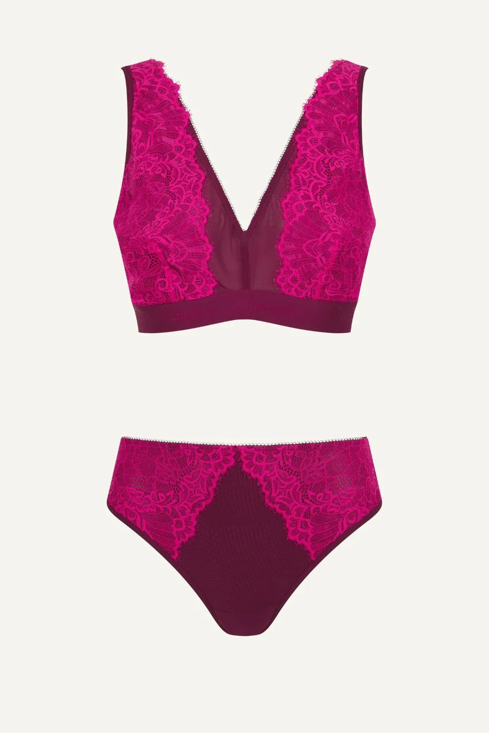Synergy Lace Fuller Cup & Brief Set - Wine - Image 2