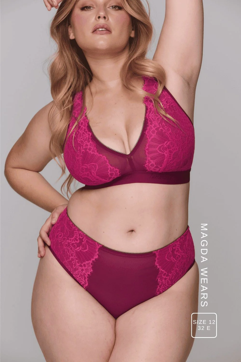 Synergy Lace High Waisted Brief - Wine - Image 3