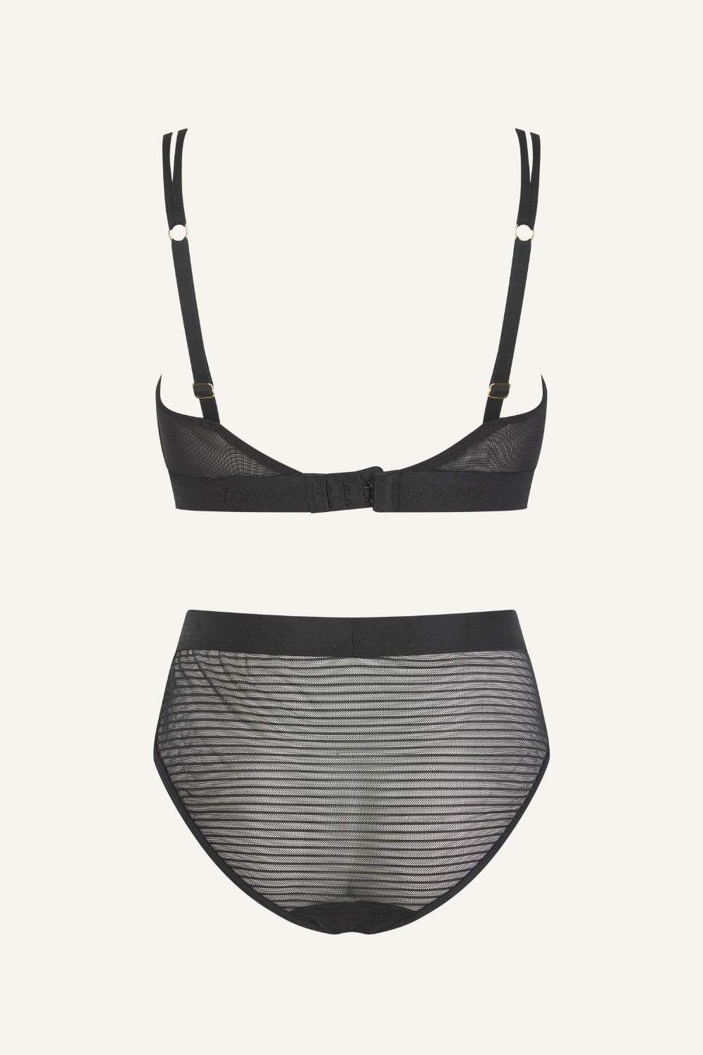 So Soft Mesh Bralette & Brief Set - Striped Black - Image 7