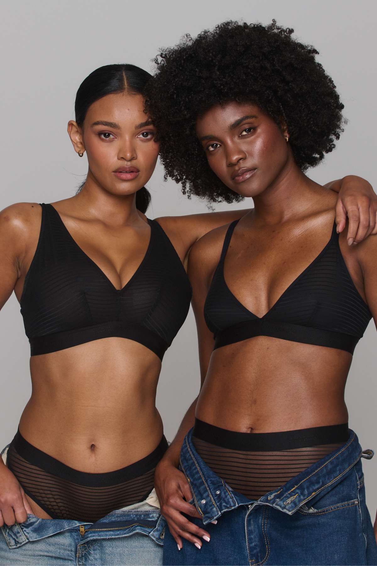 So Soft Mesh Bralette - Striped Black - Image 3