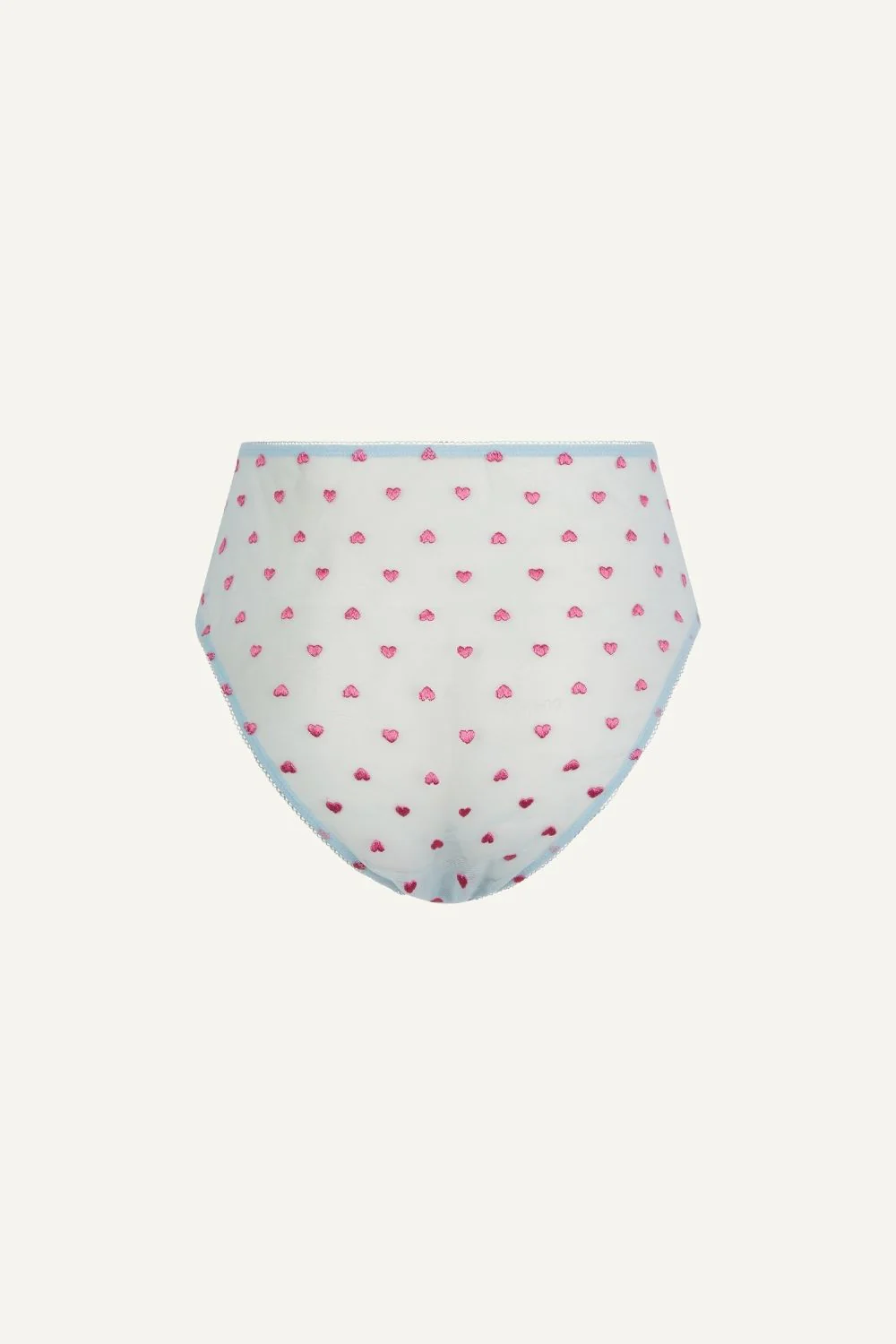 So Soft Mesh Heart Embroidery High Waisted Brief - Blue - Image 7