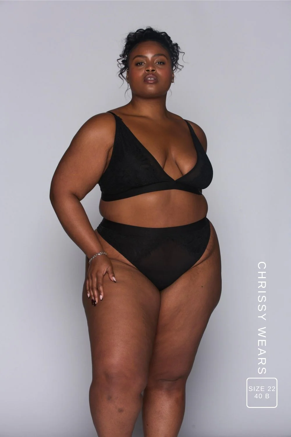Synergy Lace and Mesh Bralette & Brief Set - Black