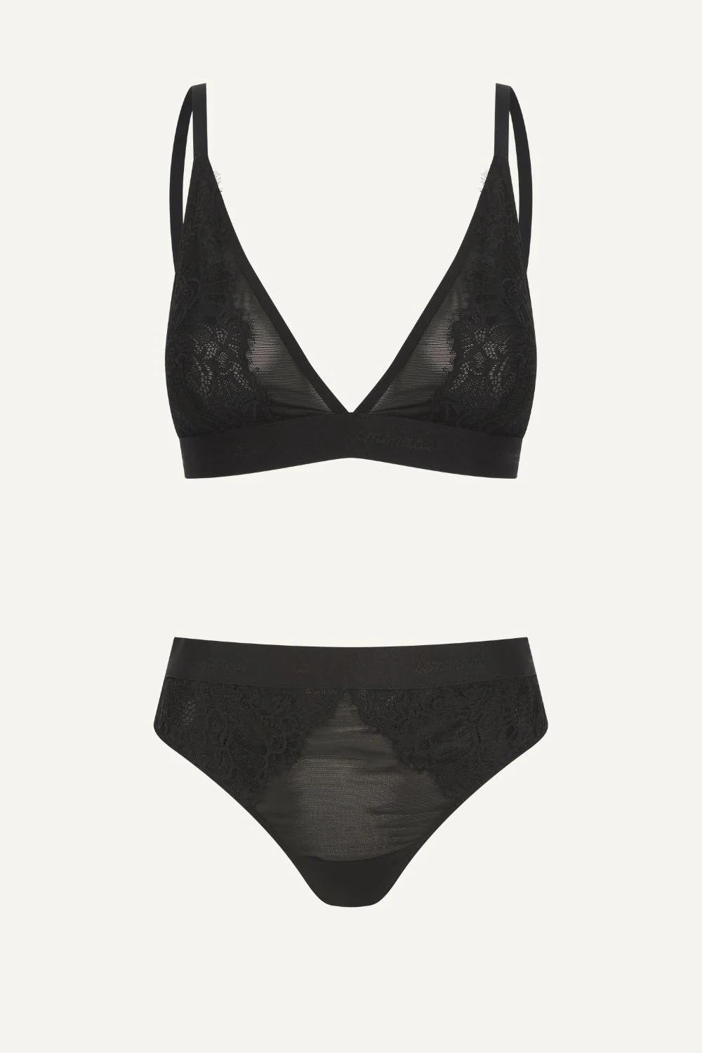 Synergy Lace and Mesh Bralette & Brief Set - Black - Image 2