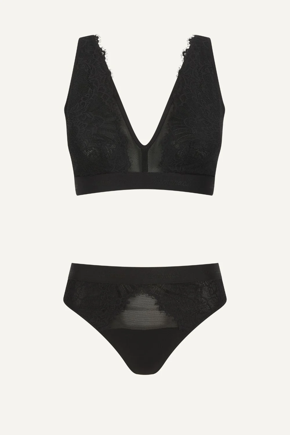 Synergy Lace and Mesh Fuller Cup & Thong Set - Black - Image 2