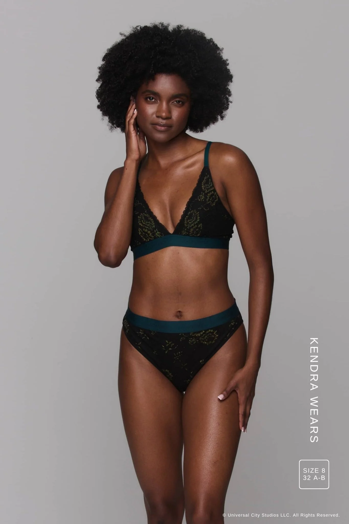 Wicked Elphaba Shimmer Lace Bralette & Brief Set- Black - Image 3