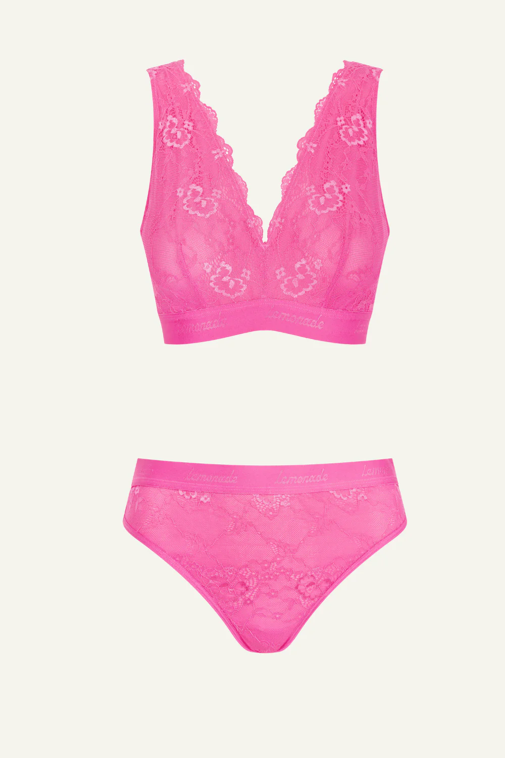 Wicked Picot Lace Fuller Cup & Brief Set - Pink - Image 2